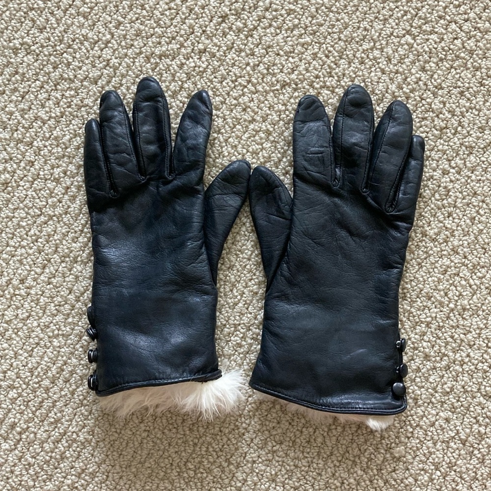 Vintage Lord & Taylor Genuine Leather Gloves Size 7.5 Fur Lining Soft Women EUC